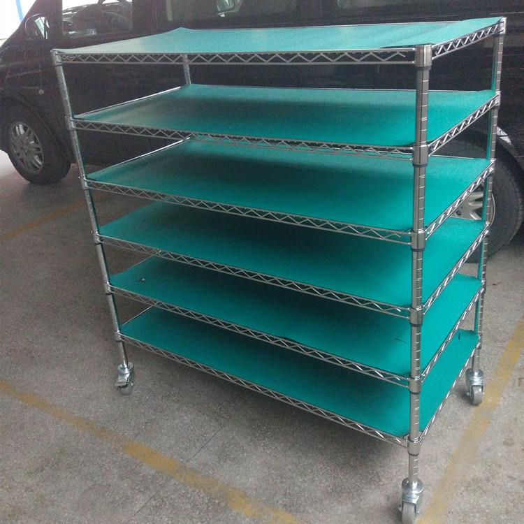 防静电货架不锈钢多层置物架仓库带轮物料架网格铁架子移动线网架