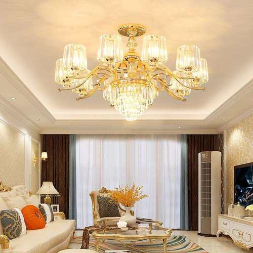 轻奢水晶吊灯护眼美式客厅吊灯现代奢华高档大气餐厅大厅卧室吊灯