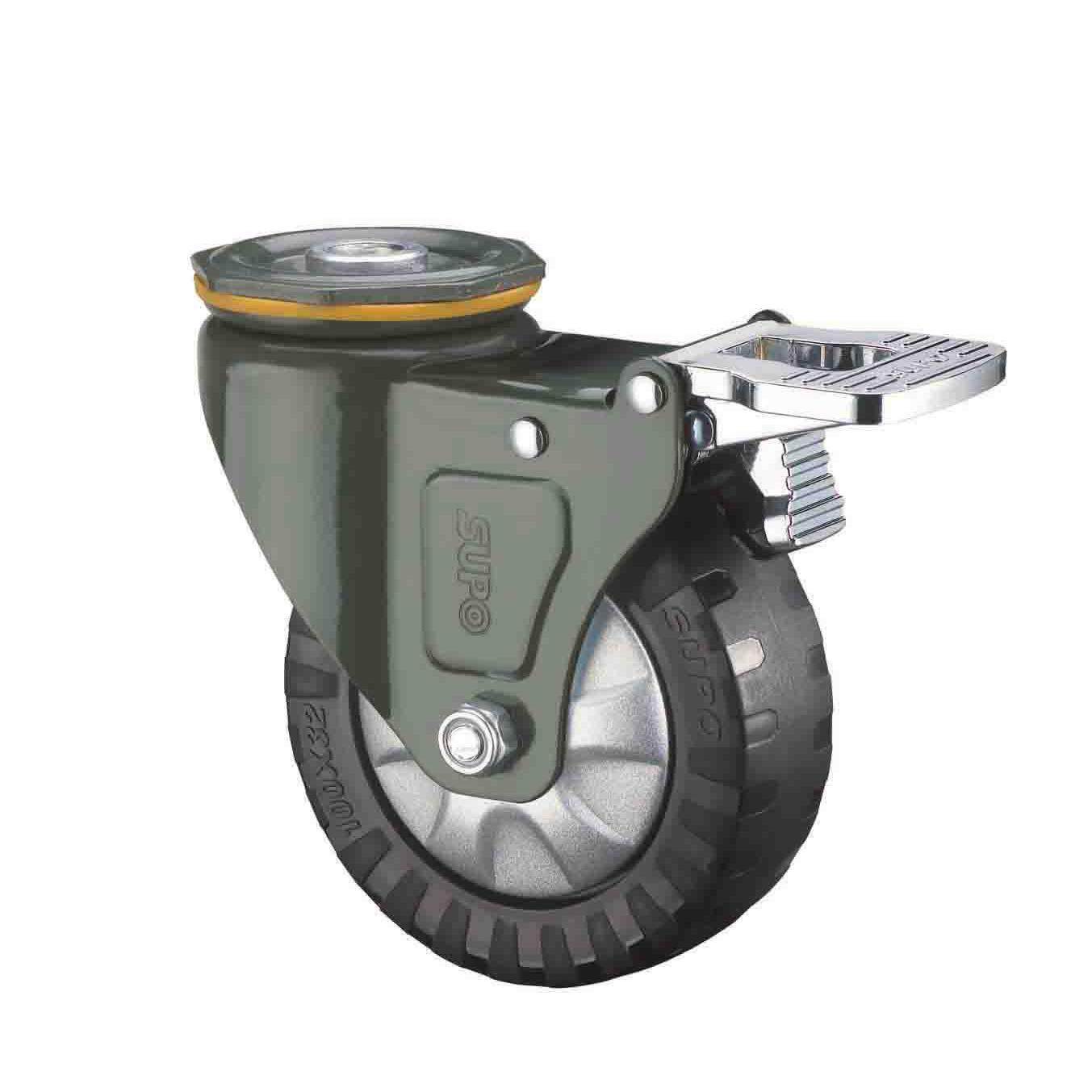 向荣 2.5寸孔顶防滑 带双刹车 聚氨酯pu 万向脚轮J03S-03A-63-351