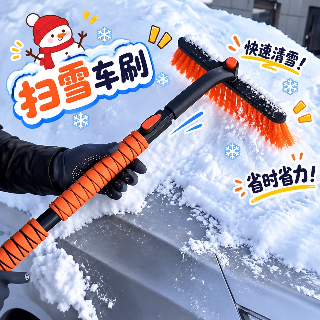 扫雪车刷不伤车漆冬季北方汽车积雪清理器多功能可伸缩双头除雪铲