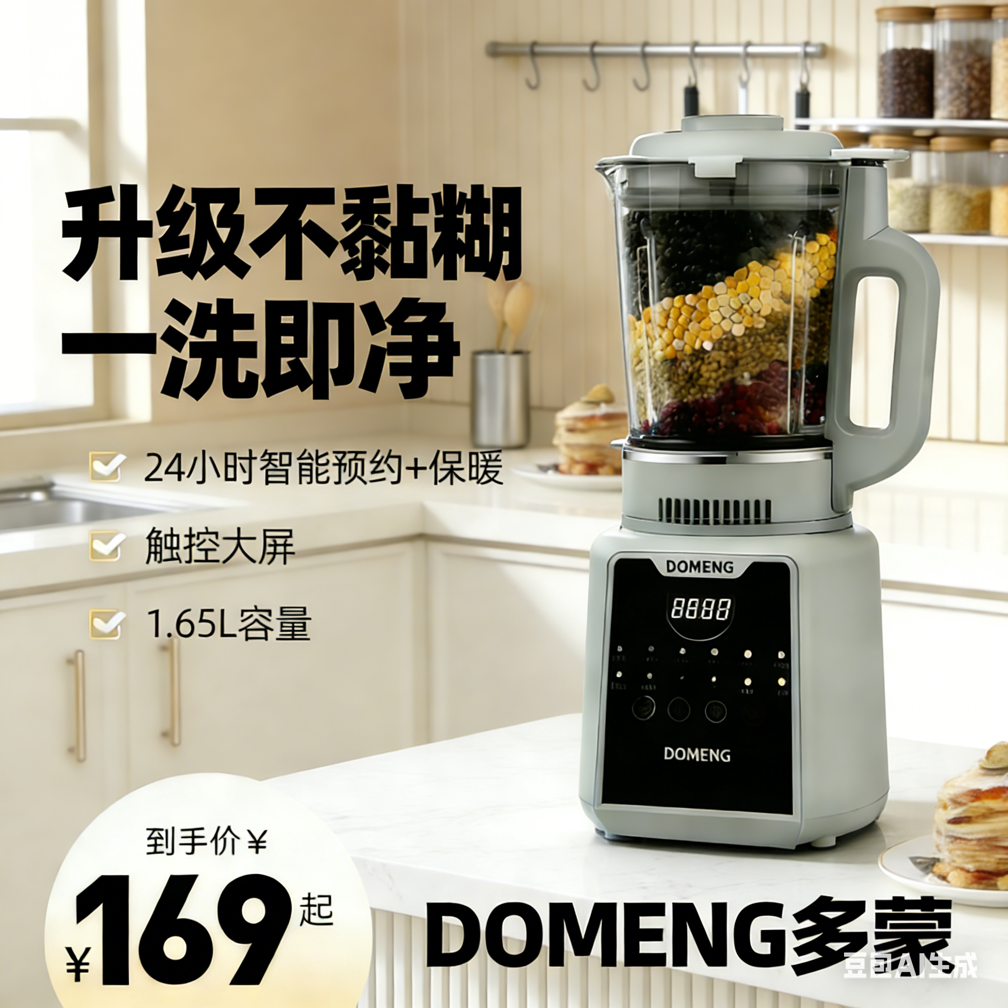 2025新款多蒙破壁机保温触控式大容量多功能辅食预约全自动豆浆机,厨房电器,破壁机,淘宝优惠券,粉丝福利购,淘宝优惠卷