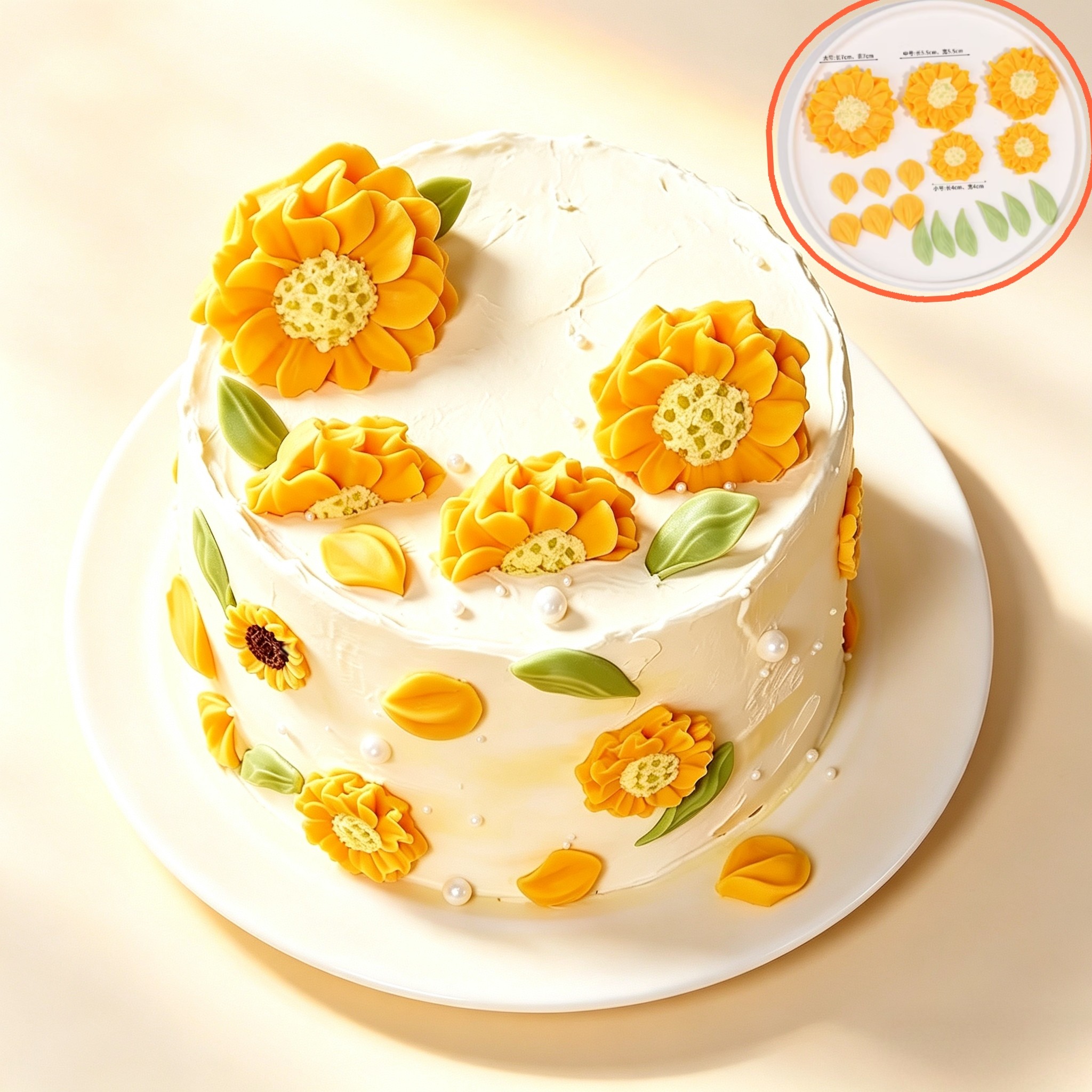 教师节向日葵翻糖巧克力蛋糕装饰
