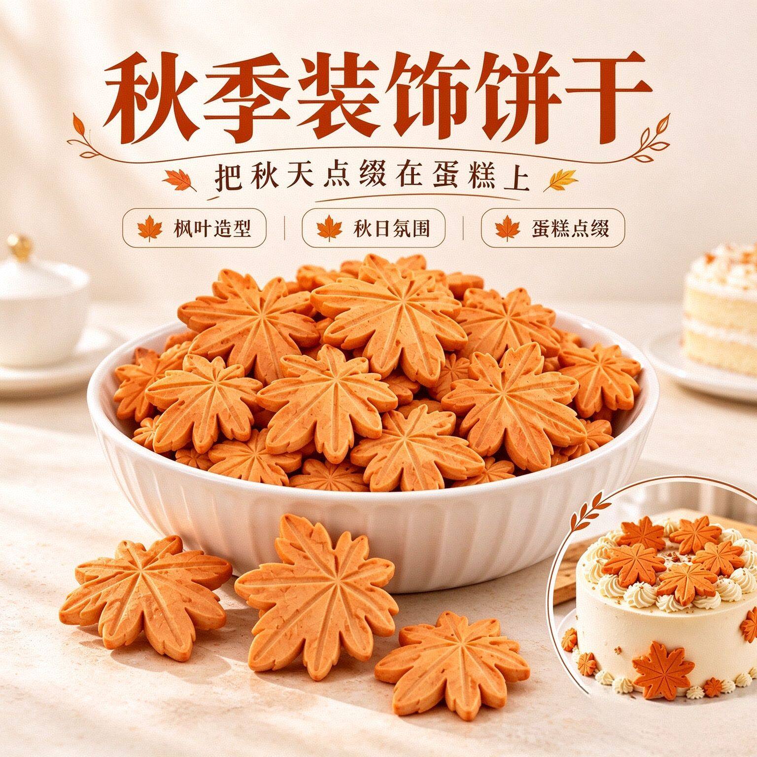 秋日森语枫叶松鼠装饰饼干巧克力味烘焙甜点蛋糕摆盘蛋糕装饰