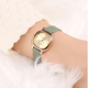 尊派时尚 小方表女清新气质真皮腕表百搭石英表小绿表
