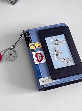 简约a7撞色牛仔三折活页手帐本学生高级感diy便携日程记事笔记本