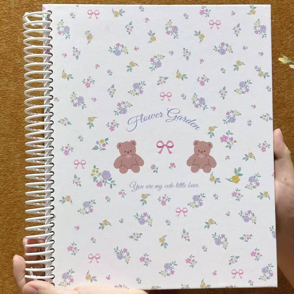 可爱小熊碎花蝴蝶结手帐线圈本