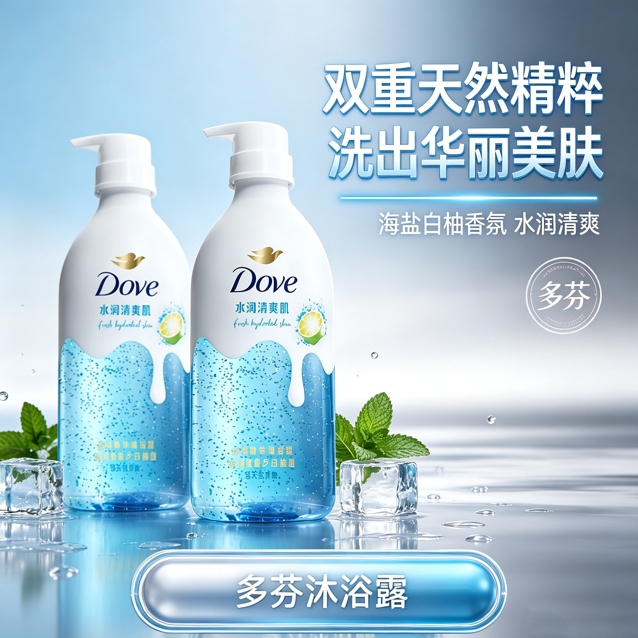 Dove多芬冰川海盐白柚香沐浴露补水保湿水润海盐白柚香滋润嫩肤