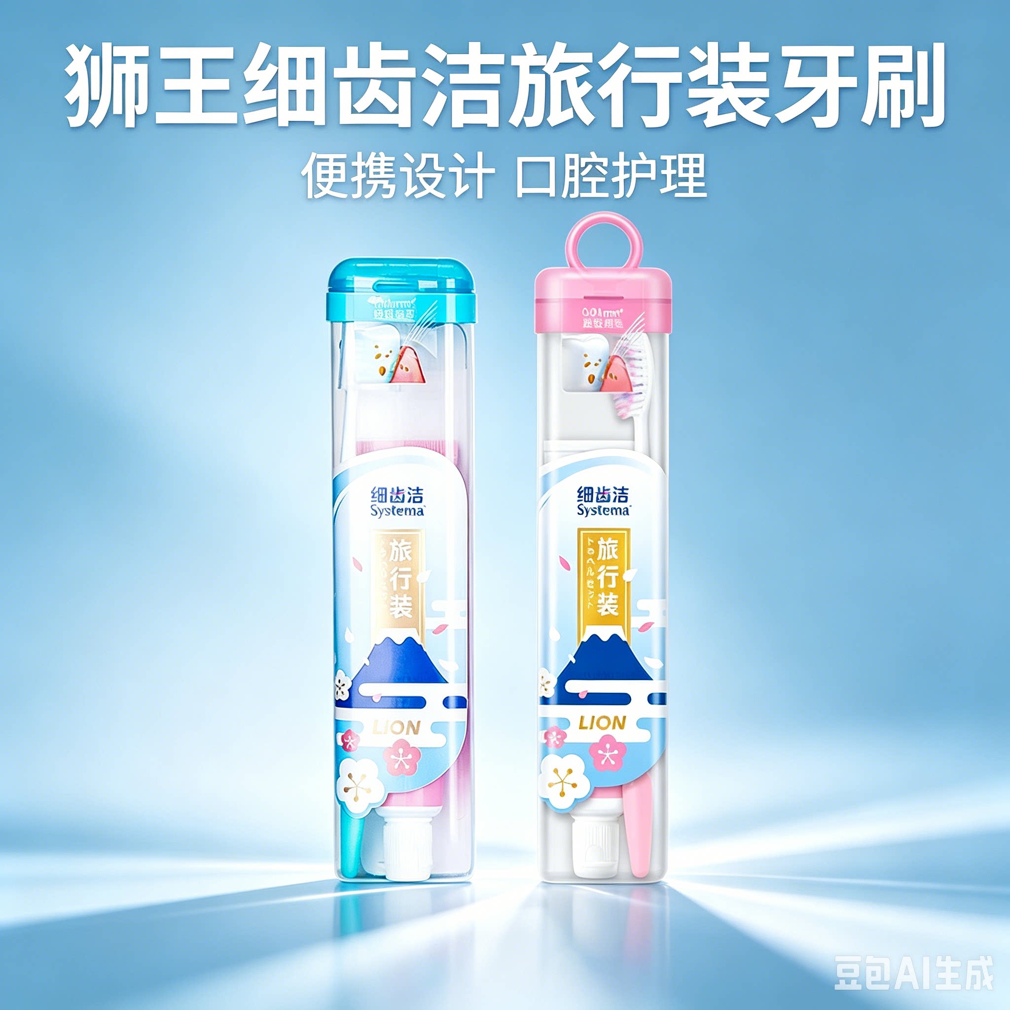 LION狮王细齿洁旅行装牙刷便携式牙膏牙刷出差约会酒店清新口气