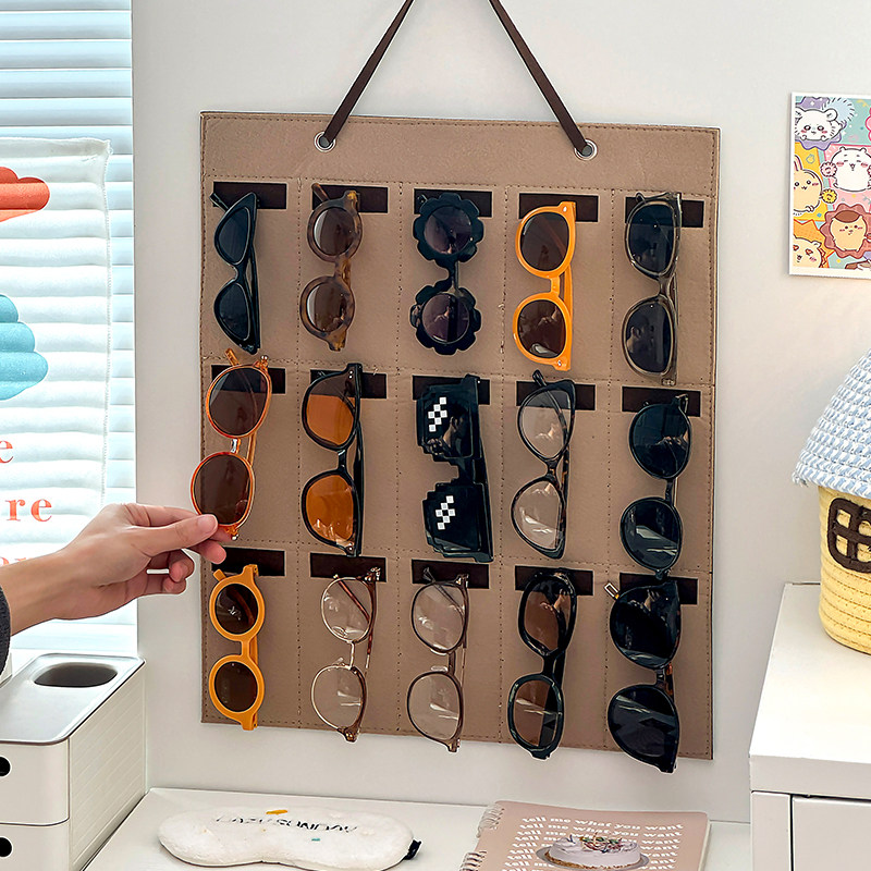 眼镜放置架挂墙墨镜收纳架多格太阳镜置物架床头壁挂式上墙眼镜架