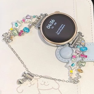 2气质5女款 22mm苹果20mm fit3 18mm表链腕带小众3华为fit4 适用小米手环10 5手表表带镶钻千金风4新款