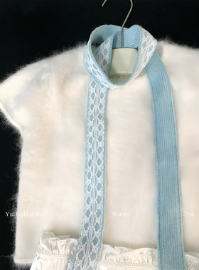 设计感复古细长条针织蕾丝围巾女个性y2k软糯百搭装饰窄版围脖潮