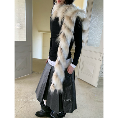 千禧辣妹时髦保暖窄版仿皮草围脖