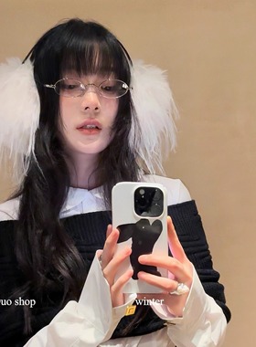 日系少女白色毛毛耳罩y2k千禧辣妹仿狐狸毛耳包冬季保暖防冻耳套