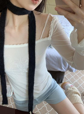 韩国ins秋冬新款y2k细围巾女长条毛茸茸软糯窄版装饰小围脖氛围感