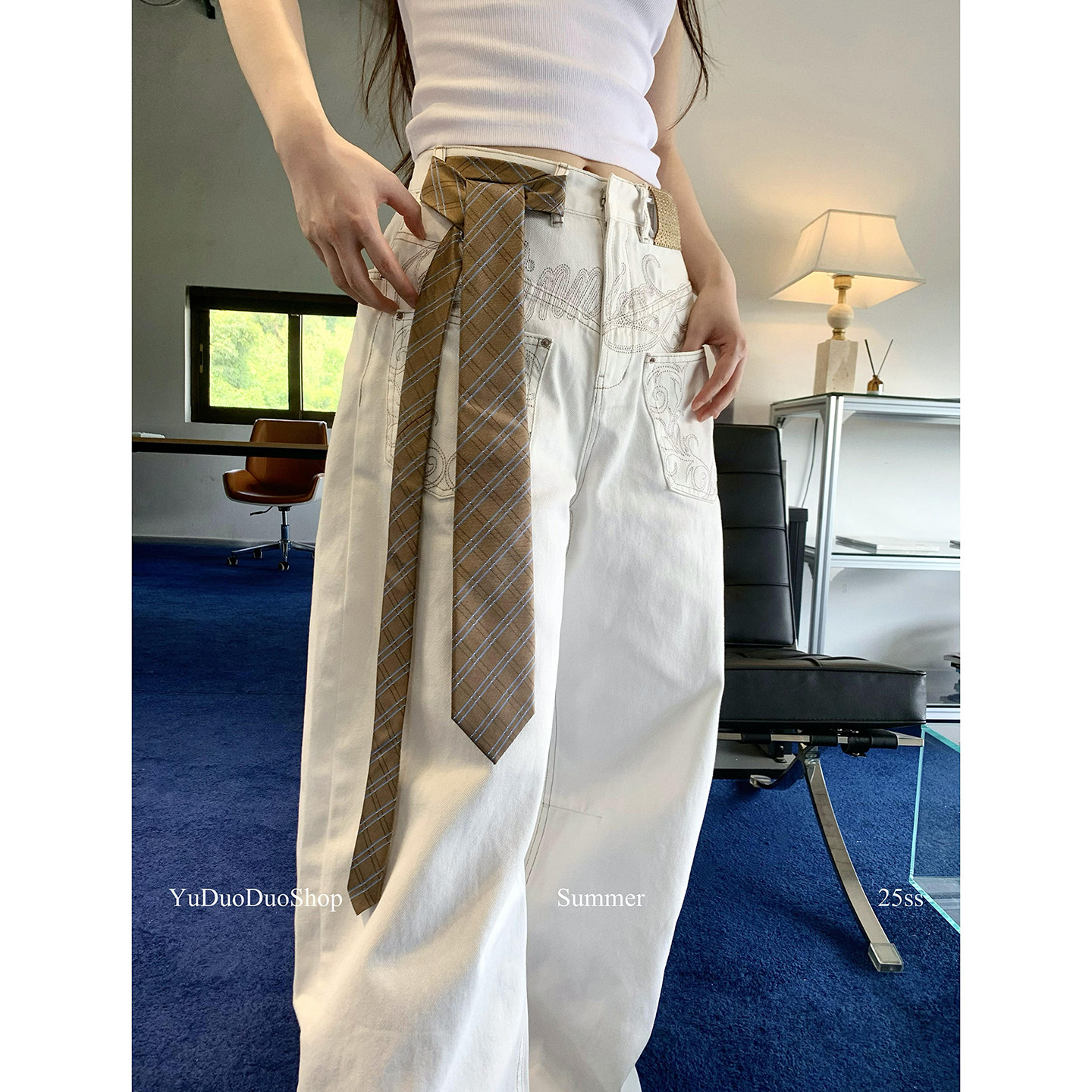 高级感英伦复古格纹手打领带女细窄飘带美式学院辣妹腰带裤子配饰,服饰配件/皮带/帽子/围巾,领带,淘宝优惠券,粉丝福利购,淘宝优惠卷