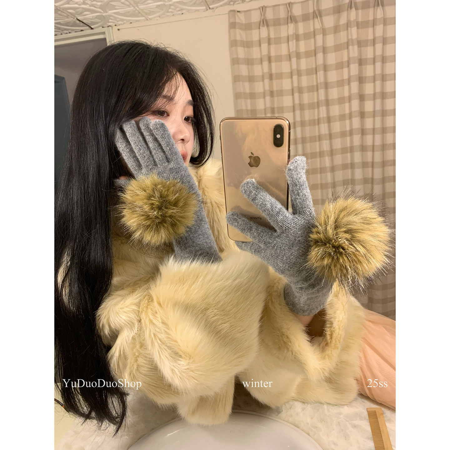 时髦复古仿貂毛毛球针织手套女冬季y2k辣妹保暖分指手套可触屏潮,服饰配件/皮带/帽子/围巾,手套,淘宝优惠券,粉丝福利购,淘宝优惠卷