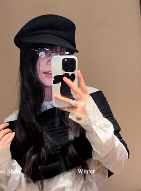 古堡英伦~fever日系复古黑色纯羊毛报童帽女秋冬高级感贝雷帽礼帽