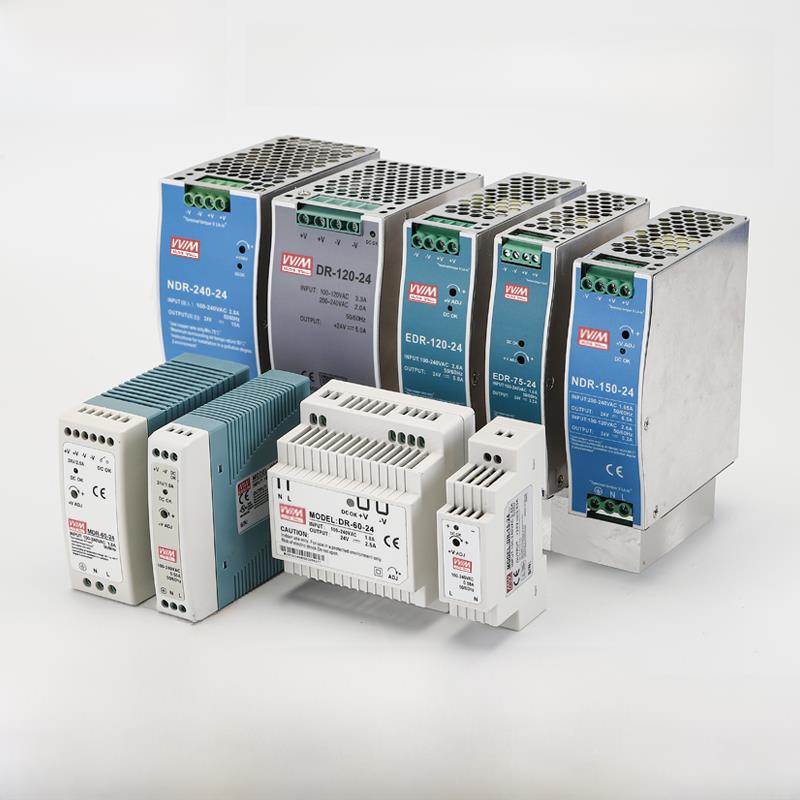 明纬开关电源24V导轨式EDR/NDR/MDR-60/120W卡轨12V直流电源模块