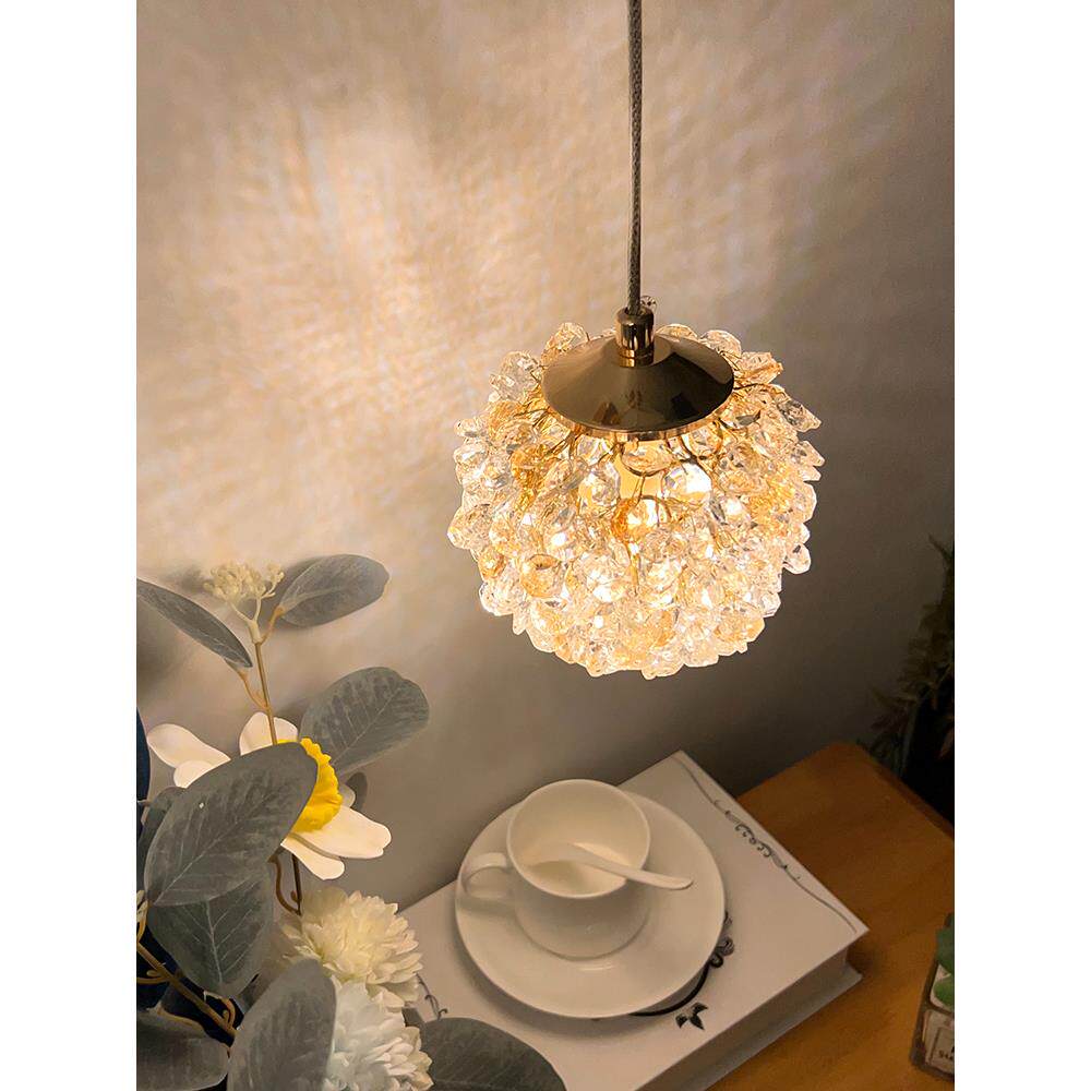 床头小吊灯温馨浪漫水晶小吊轻奢时尚创意卧室床头灯吧台长线吊灯