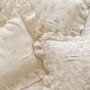 儿童枕头2 6岁以上全棉柔软纱布纤维学生护颈低枕幼儿园小枕芯