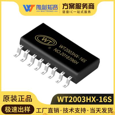 唯创现货WT2003HX-16S MP3语音IC芯片SOP16播放音乐芯片一线串口