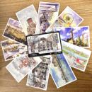 哈尔滨雪乡手绘透光明信片松花江摩天轮中央大街太阳岛圣索菲亚