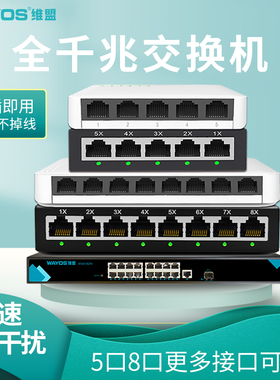 wayos维盟WS1005GH/WS1008GT千兆交换机24口8口家用监控出租屋网络分线器WS4010GP-B/WS4018GP/4026/4028GMP