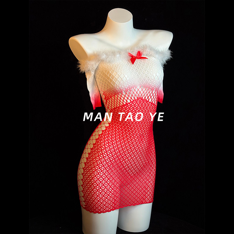 漫桃野「圣诞甜心」可撕扯圣诞穿搭cos免脱网衣诱惑连体衣女qqny