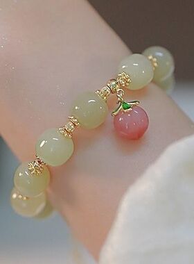 桃之夭夭水蜜桃手串简约个性温柔小众设计双层手链女逃之夭夭