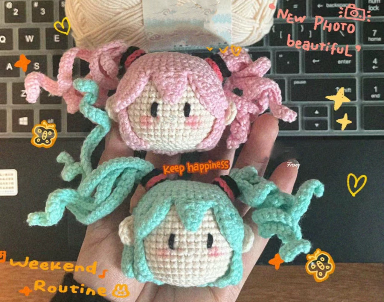 手工diy初音未来材料包钥匙扣挂件毛线编织钩针自制礼物创意摆件
