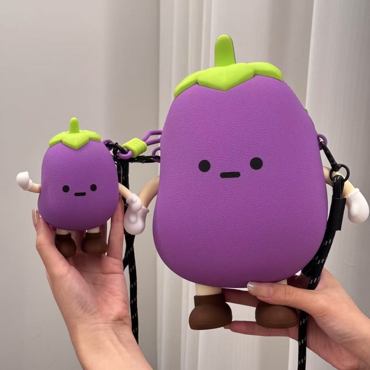 可爱茄子斜挎包蔬菜呆萌单肩手机包大容量硅胶礼物女士休闲零钱包,箱包皮具/热销女包/男包,通用款女包,淘宝优惠券,粉丝福利购,淘宝优惠卷