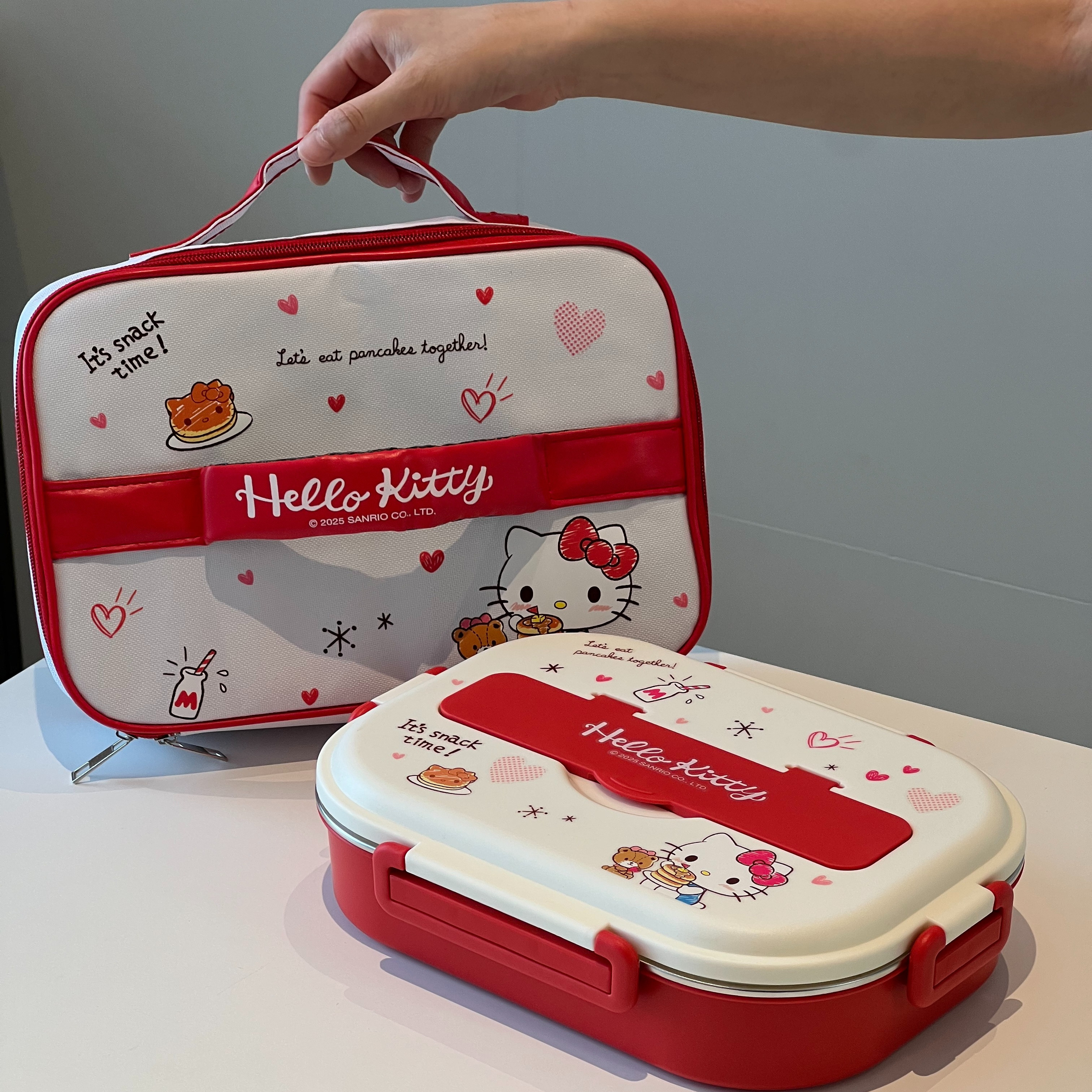 ININHOME不锈钢hellokitty卡通樱桃小丸饭盒学生餐盘便携方形餐盒