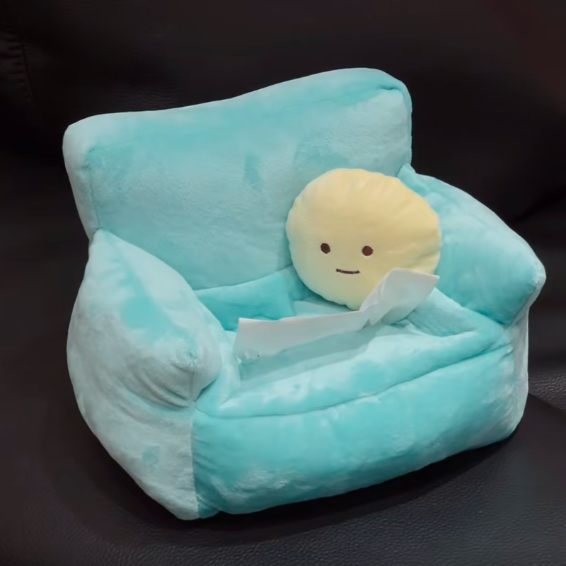 毛绒绿色车载抽纸盒沙发抽巾盒可爱创意家用客厅卧室桌面装饰摆