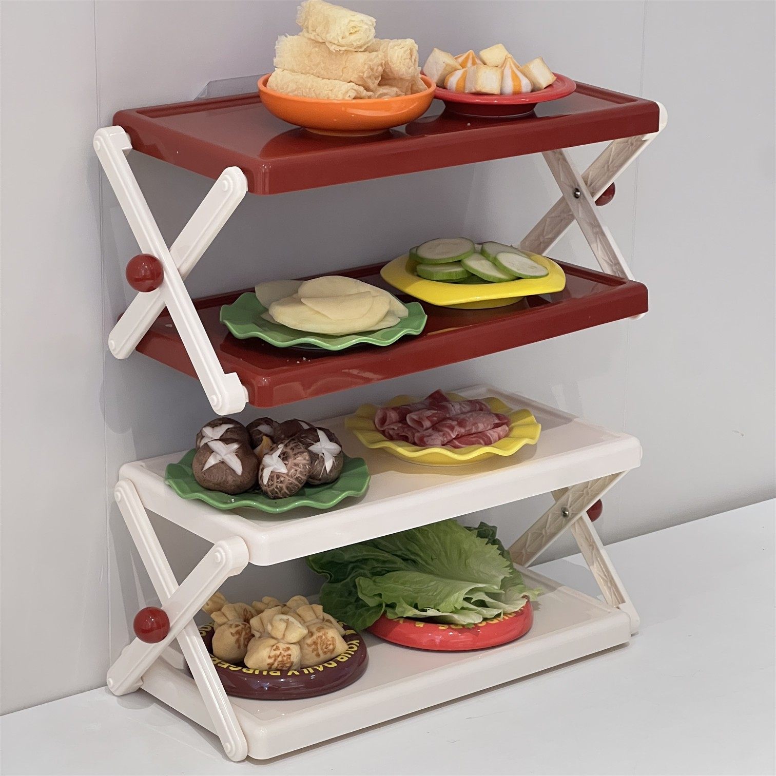 厨房备菜置物架可壁挂台面多层火锅配菜架多功能可折叠食材收纳架,厨房/烹饪用具,配菜/备菜盘,淘宝优惠券,粉丝福利购,淘宝优惠卷