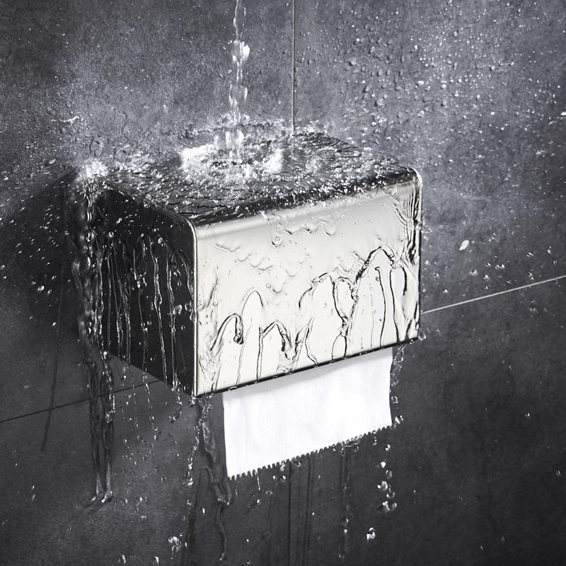 卫生间纸巾盒厕所厕纸盒免打孔不锈钢304 抽纸卫生纸盒置物架防水