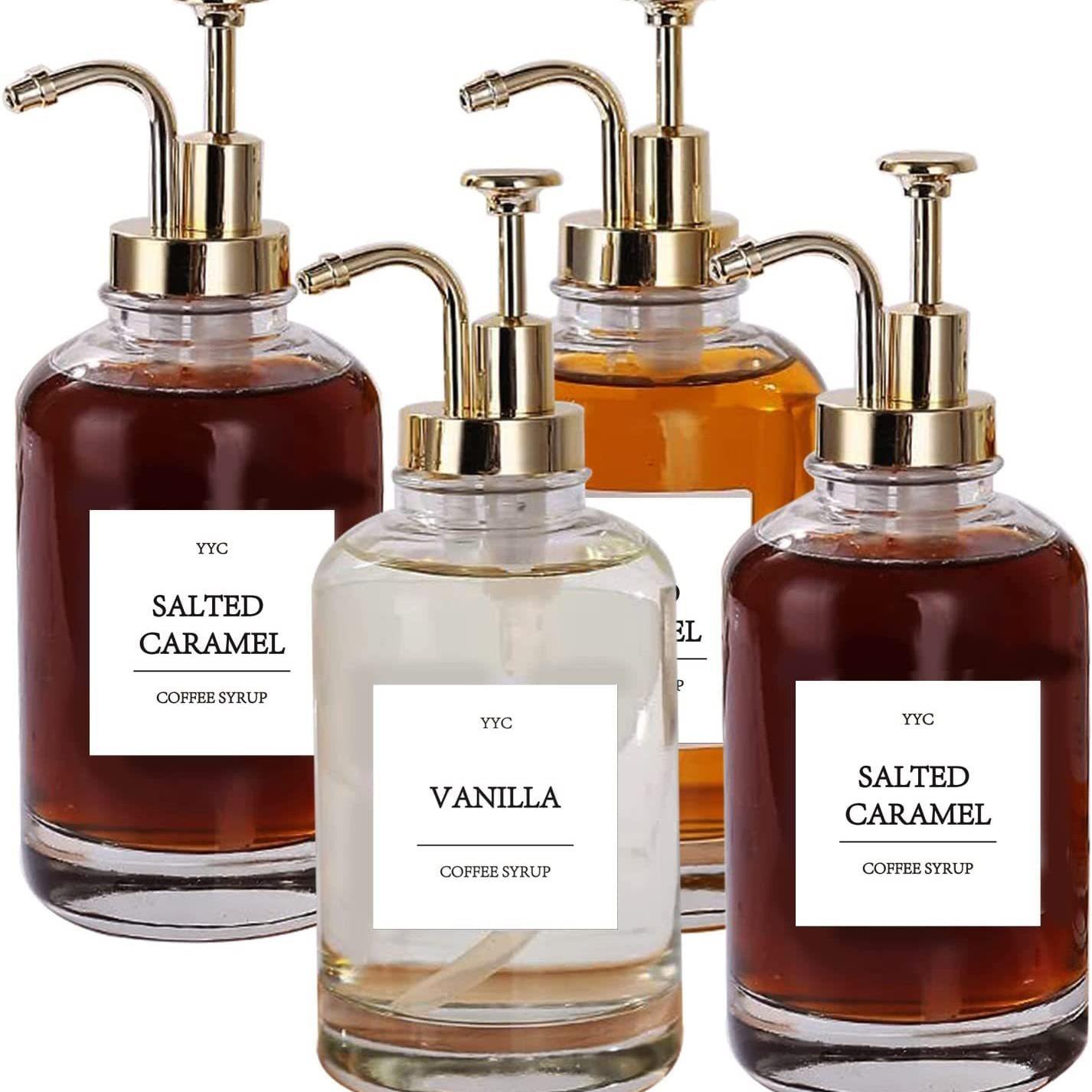 按压瓶咖啡糖浆分配器玻璃乳液瓶乳液玻璃瓶糖浆瓶500毫升