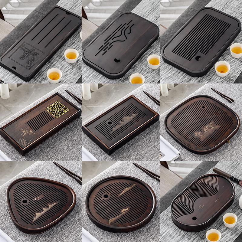 茶盘小型家用长方形托盘沥水功夫茶具储水式茶海复古竹制干泡茶台