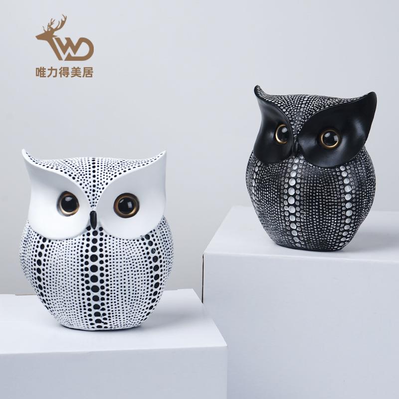 北欧ins 创意猫头鹰摆件树脂工艺品客厅酒柜电视柜桌面软装装饰品