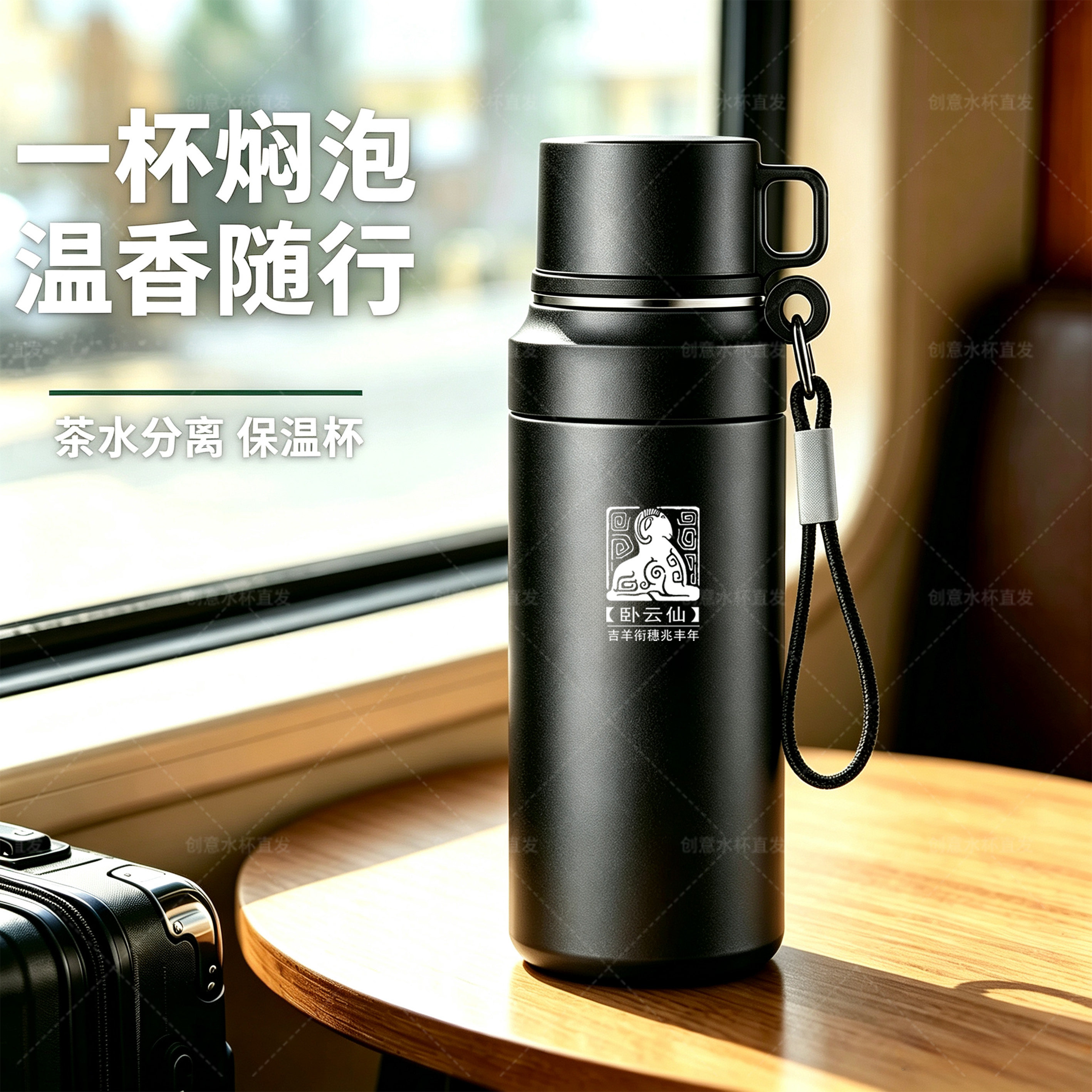 户外大容量不锈钢茶水分离水杯子