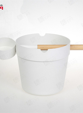 新款 出口型 厂价直销 桑拿5L喷涂铝桶铝勺 白色 汗蒸房桑拿房用