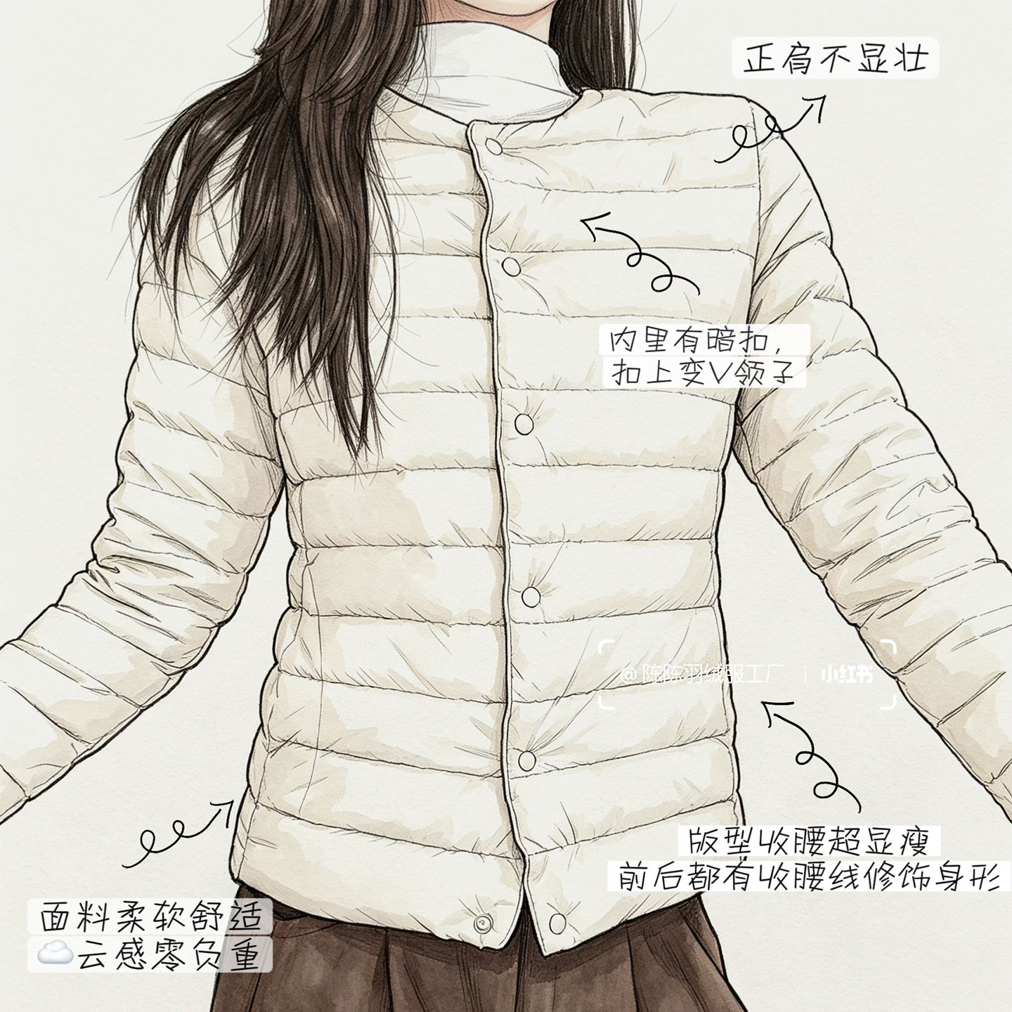 轻薄排骨羽绒服女内胆秋冬内穿打底圆领叠穿V领修身保暖鸭绒外套