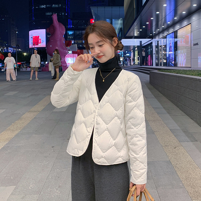 短款内胆羽绒服随意穿搭深V领