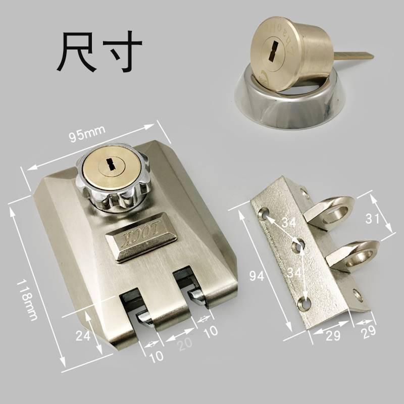 外装门锁老式防盗锁不锈钢大门老虎锁铁门木门推拉移动门自动碰锁