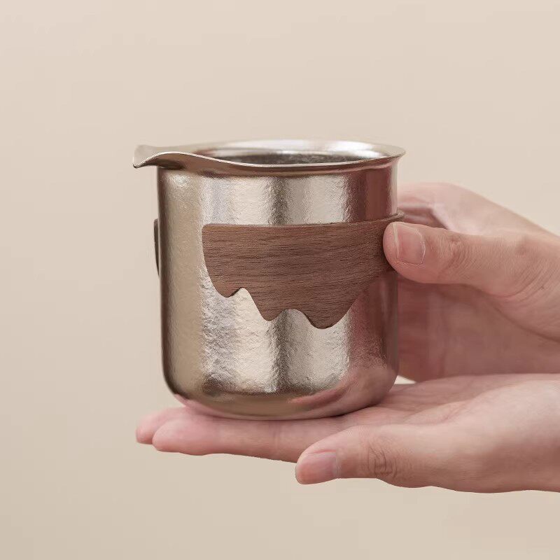 纯钛公道杯家用无柄功夫茶具配件纯钛茶海分茶器茶漏钛茶具