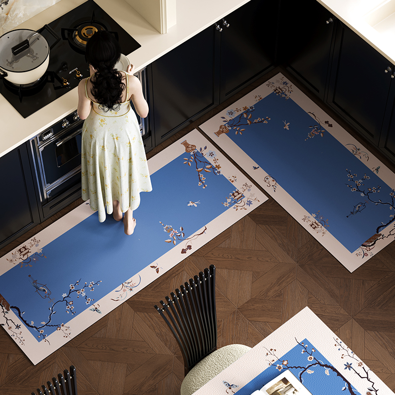 莺语芬芳中式厨房地垫吸水防滑满铺矽藻泥高级感中国风地毯可定制