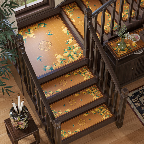 画 画春堂新中式楼梯专用地垫别墅覆式实木楼梯踏步垫可擦洗防滑