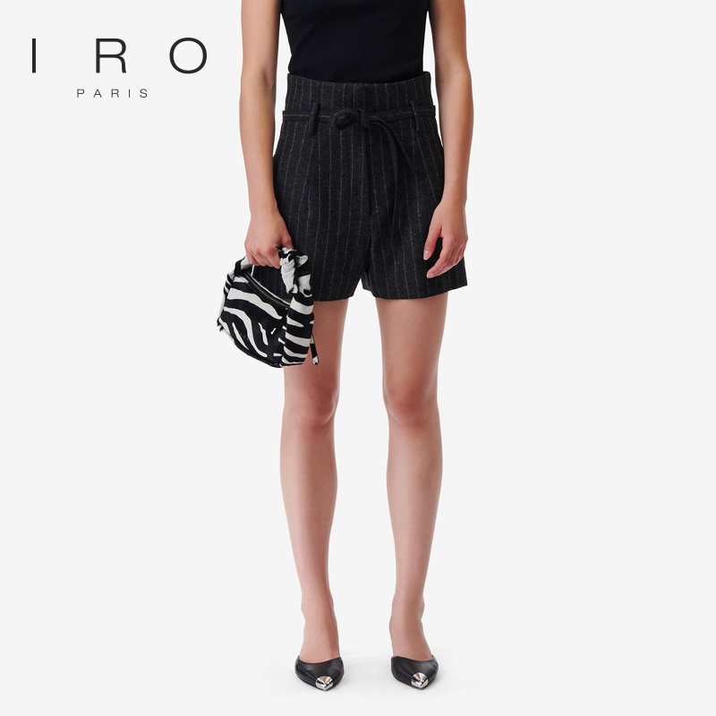 IRO NIGHT 2026年春季高腰复古绑带条纹通勤阔腿短裤WP30DELMA23W,女装/女士精品,休闲裤,淘宝优惠券,粉丝福利购,淘宝优惠卷