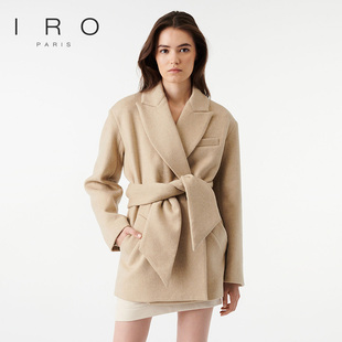 新款 2025年冬季 大翻领收腰系带毛呢外套WM01ONERIA22W Night IRO