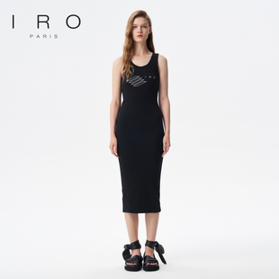 法式 IRONight 新款 修身 性感吊带背心连衣裙2024夏季 显瘦针织长裙