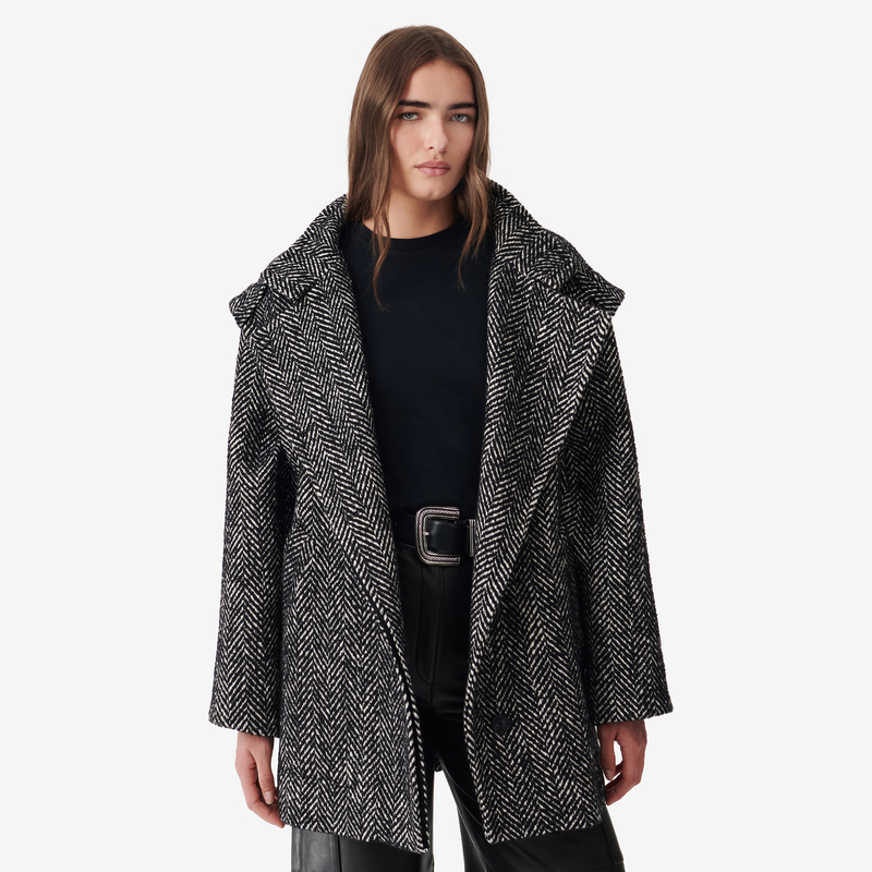 IRO Night 2025年冬季廓形西装领翻领几何纹路外套WM137ESMERA24W